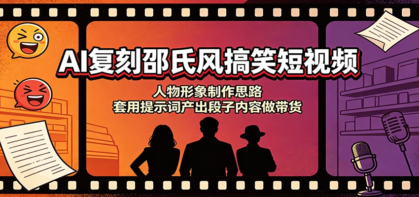AI复刻邵氏风搞笑短视频：人物形象制作思路，套用提示词产出段子内容做带货-梦清研习社