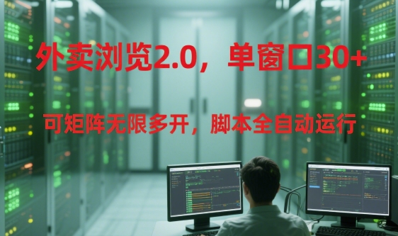 外卖浏览2.0，单窗口30+可矩阵无限多开，脚本全自动运行【揭秘】-梦清研习社