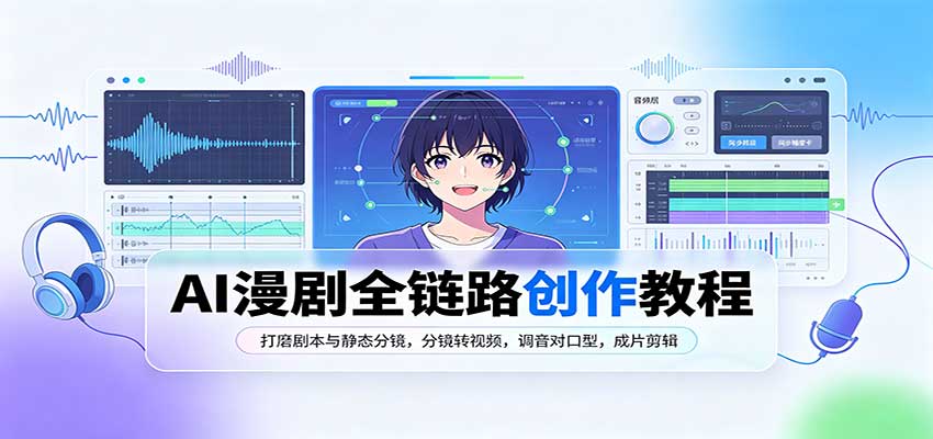 AI漫剧全链路创作教程：打磨剧本与静态分镜，分镜转视频，调音对口型，成片剪辑-梦清研习社
