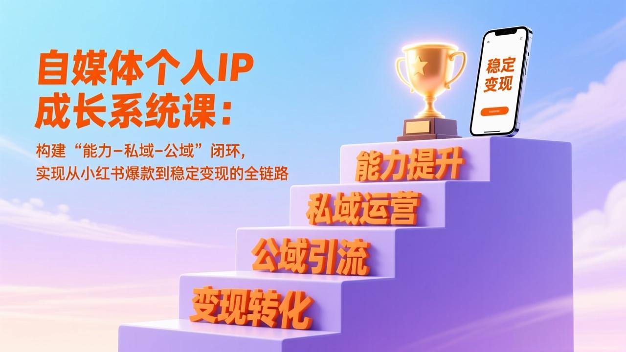 自媒体个人IP成长系统课:构建“能力-私域-公域”闭环,实现从小红书爆款到稳定变现的全链路-梦清研习社