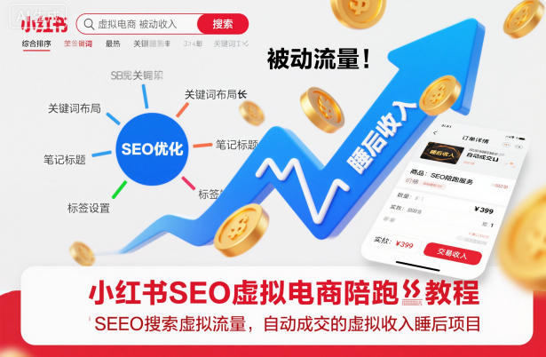 小红书SEO虚拟电商陪跑教程，实现seo搜索被动流量，自动成交的被动收入睡后项目-梦清研习社