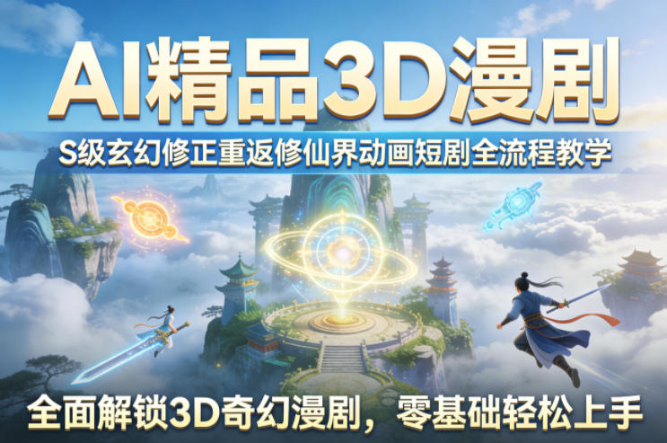 AI精品3D漫剧S级玄幻修正重返修仙界动画短剧全流程教学,全面解锁3D奇幻漫剧,零基础轻松上手-梦清研习社