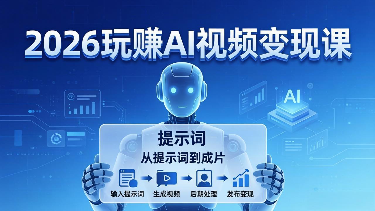 2026玩赚AI视频变现课：掌握 AI 视频全流程技能，从提示词到成片高效产出-梦清研习社