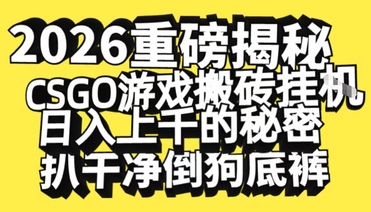 2026开年重磅解密,CSGO游戏搬砖挂G日入1k+的秘密,把倒狗的底裤扒干【揭秘】-梦清研习社