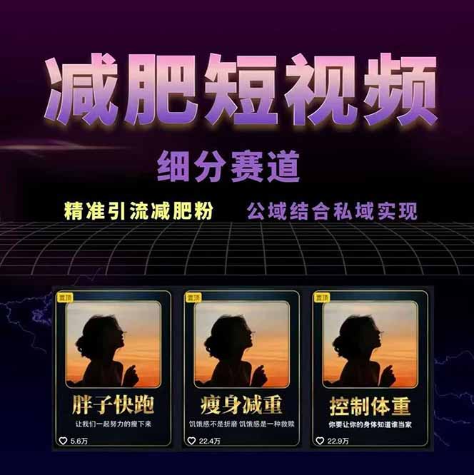 图片[1]-减肥短视频赛道运营课：素材准备-视频制作-引流变现全流程 (附素材-梦清研习社