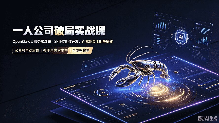 一人公司破局实战课｜OpenClaw云服务器部署、Skill智能体开发、AI龙虾员工矩阵搭建，公众号自动写作与多平台内容…-梦清研习社