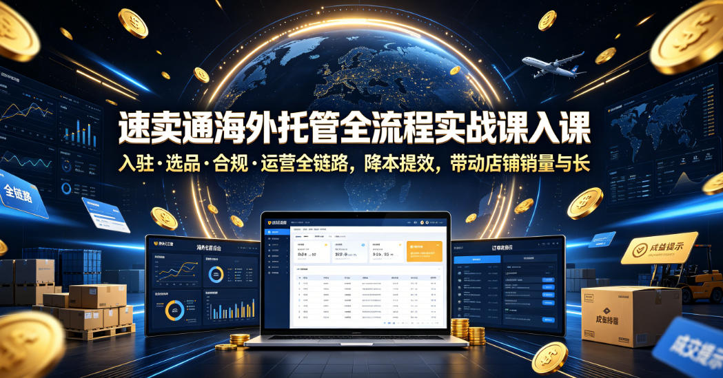 速卖通海外托管全流程实战课入驻・选品・合规・运营全链路，降本提效，带动店铺销量与收益增长-梦清研习社