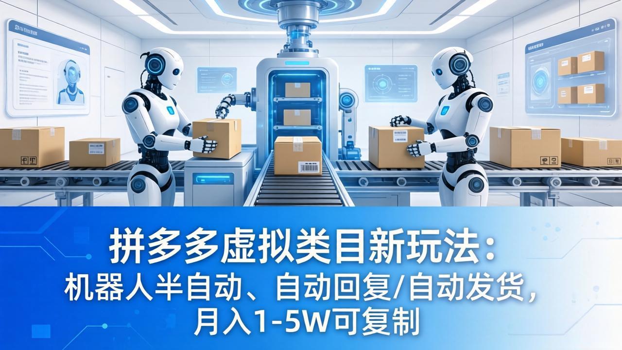 拼多多虚拟类目新玩法：机器人半自动、自动回复 /自动发货，月入 1-5W 可复制-梦清研习社