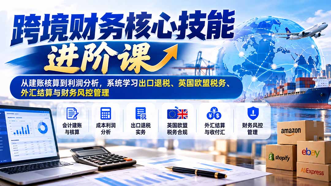 跨境财务核心技能进阶课：从建账核算到利润分析，系统学习出口退税、英国欧盟税务、外汇结算与财务风控管理-梦清研习社