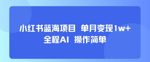 小红书蓝海项目 单月变现1w+ 全程AI 操作简单-梦清研习社