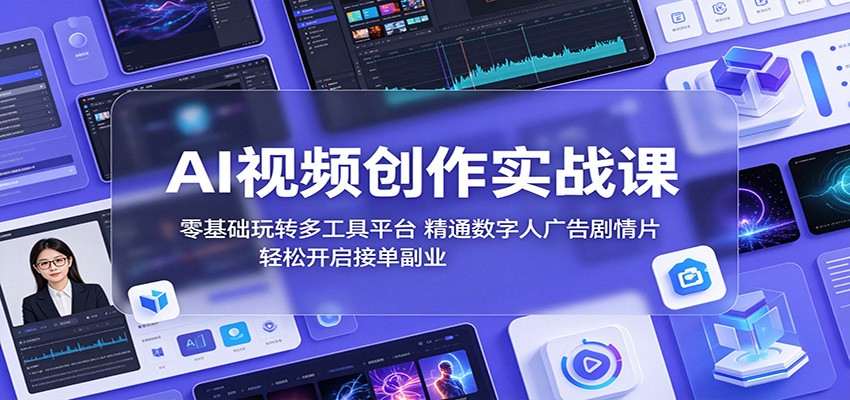 AI视频创作实战课:零基础玩转多工具平台,精通数字人广告、剧情片,轻松开启接单副业-梦清研习社