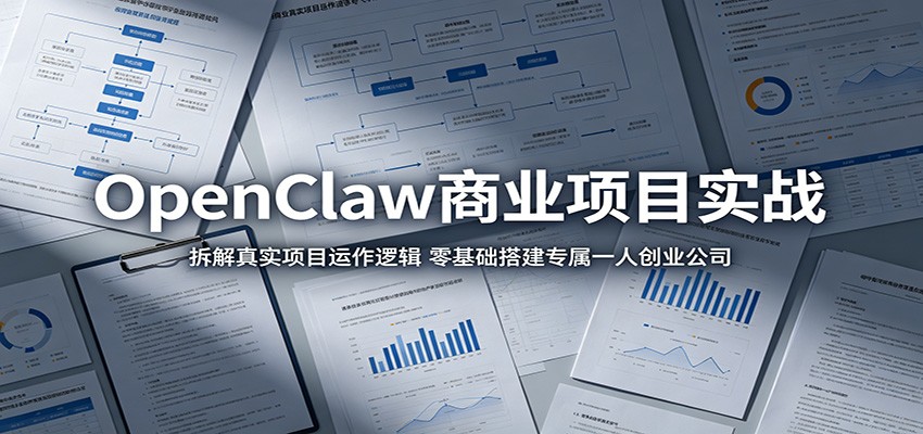 OpenClaw商业项目实战：拆解真实项目运作逻辑，零基础搭建专属一人创业公司-梦清研习社