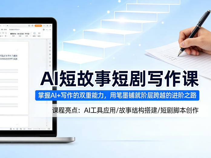 AI短故事短剧写作课，掌握AI+写作的双重能力，用笔墨铺就阶层跨越的进阶之路-梦清研习社