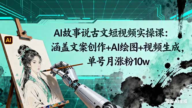 AI故事说古文短视频实操课：涵盖文案创作+AI绘图+视频生成，单号月涨粉10w-梦清研习社