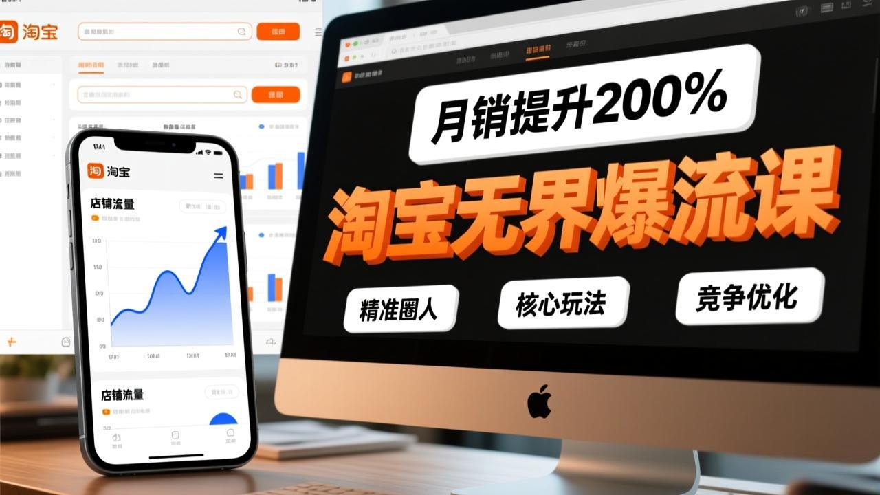淘宝无界爆流课,精准圈人、核心玩法、竞争优化,快速引爆店铺流量,月销提升200%-梦清研习社