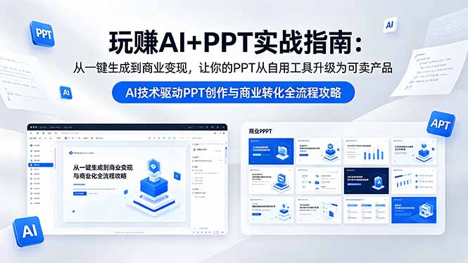 玩赚AI+PPT实战指南-更新5月13：从一键生成到商业变现，让你的PPT从自用工具升级为可卖产品-梦清研习社