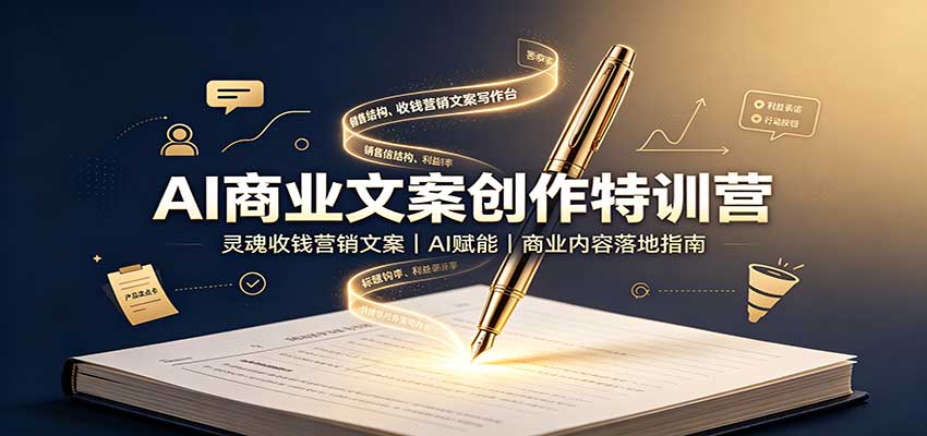 AI商业文案创作特训营：灵魂收钱营销文案，AI赋能，商业内容落地指南-梦清研习社