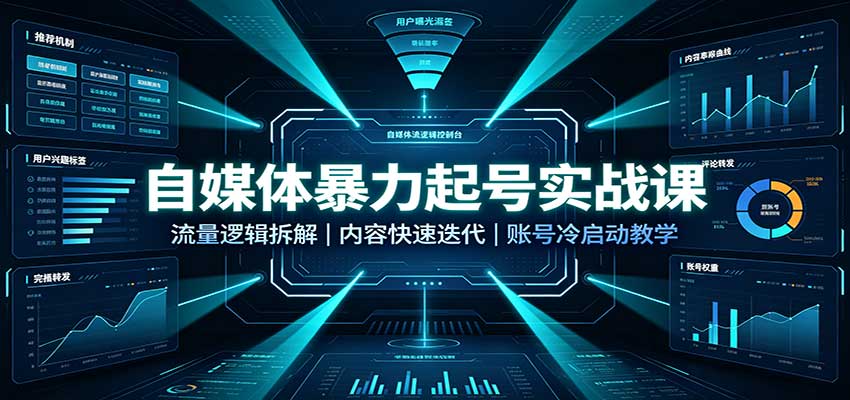 自媒体暴力起号实战课:流量逻辑拆解,内容快速迭代,账号冷启动教学-梦清研习社