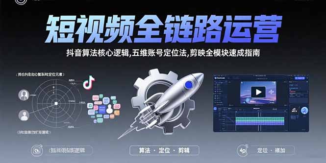 短视频全链路运营：抖音算法核心逻辑,五维账号定位法,剪映全模块速成指南-梦清研习社