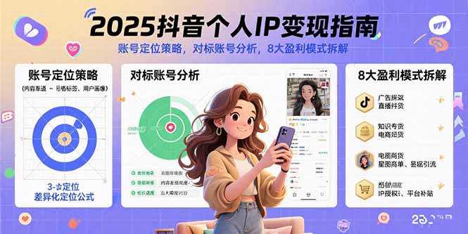 2025抖音个人IP变现指南,账号定位策略,对标账号分析,8大盈利模式拆解-梦清研习社