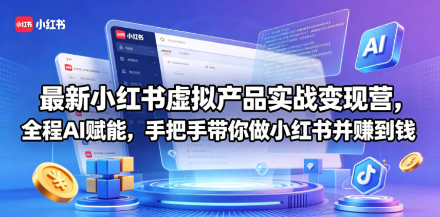 最新小红书虚拟产品实战变现营，全程AI赋能，手把手带你做小红书并赚到钱-梦清研习社
