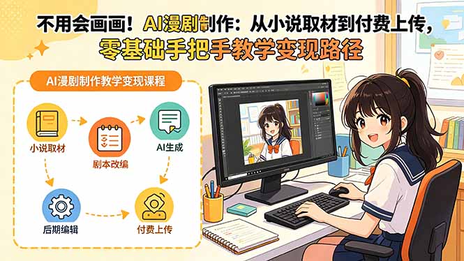 不用会画画!AI漫剧制作:从小说取材到付费上传,零基础手把手教学变现路径(更新-梦清研习社