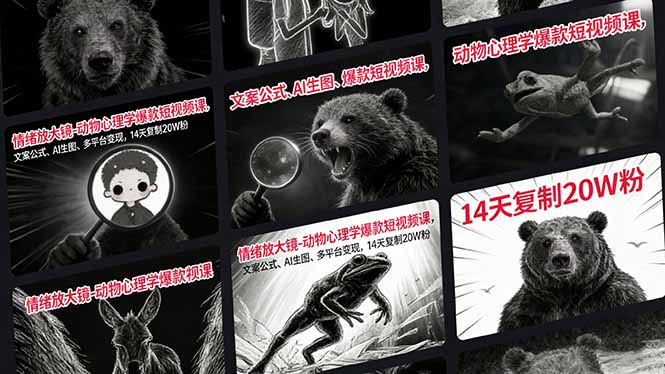 情绪放大镜-动物心理学爆款短视频课,文案公式、AI生图、多平台变现,14天复制20W粉-梦清研习社