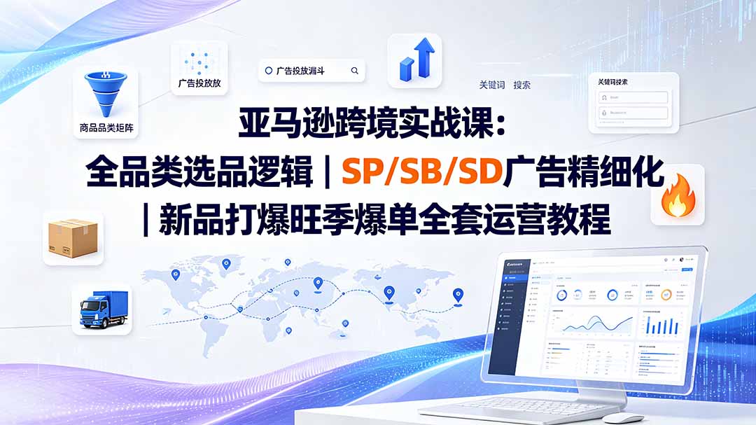 亚马逊跨境实战课-更新8月：全品类选品逻辑｜SP/SB/SD广告精细化｜新品打爆旺季爆单全套运营教程-梦清研习社
