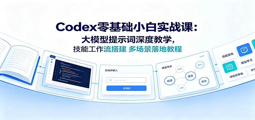 Codex零基础小白实战课：大模型提示词深度教学，技能工作流搭建多场景落地教程-梦清研习社