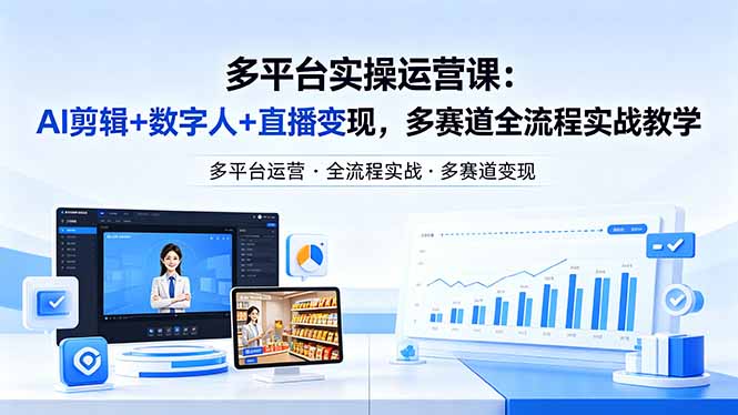 某团队多平台实操运营课-更新26年4月20：AI剪辑+数字人+直播变现，多赛道全流程实战教学-梦清研习社