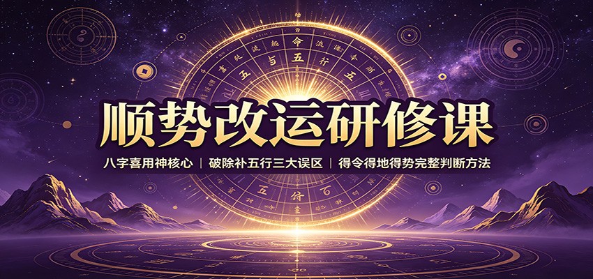 顺势改运研修课:八字喜用神核心,破除补五行三大误区,得令得地得势完整判断方法-梦清研习社