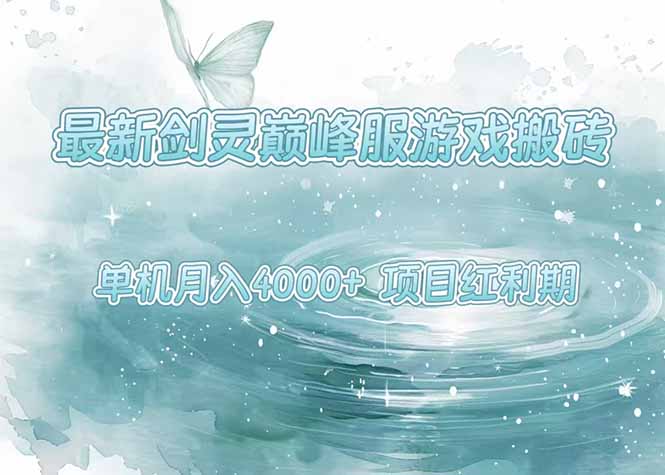 最新剑灵巅峰服游戏搬砖，项目红利期，单机稳定4000+操作简单好上手-梦清研习社