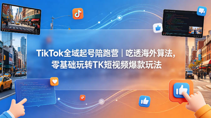 TikTok全域起号陪跑营｜吃透海外算法，零基础玩转TK短视频爆款玩法-梦清研习社
