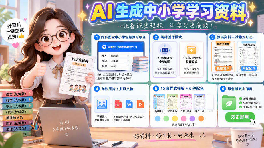 孩子的教辅别再乱买了：同步国家中小学智慧平台，AI一键生成图文教辅和试卷-梦清研习社