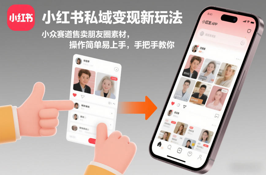 小红书私域变现新玩法,小众赛道售卖朋友圈素材,操作简单易上手,手把手教你-梦清研习社