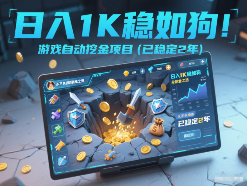 日入1K稳如狗！游戏自动挖金项目(已稳定2年)，永不失业的副业之选【揭秘】-梦清研习社