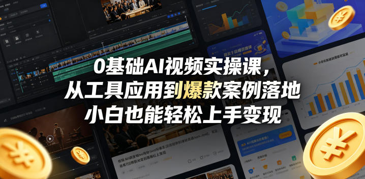 0基础AI视频实操课，从工具应用到爆款案例落地，小白也能轻松上手变现-梦清研习社