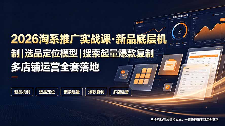 2026淘系推广实战课·新品底层机制｜选品定位模型｜搜索起量爆款复制多店铺运营全套落地教程-梦清研习社