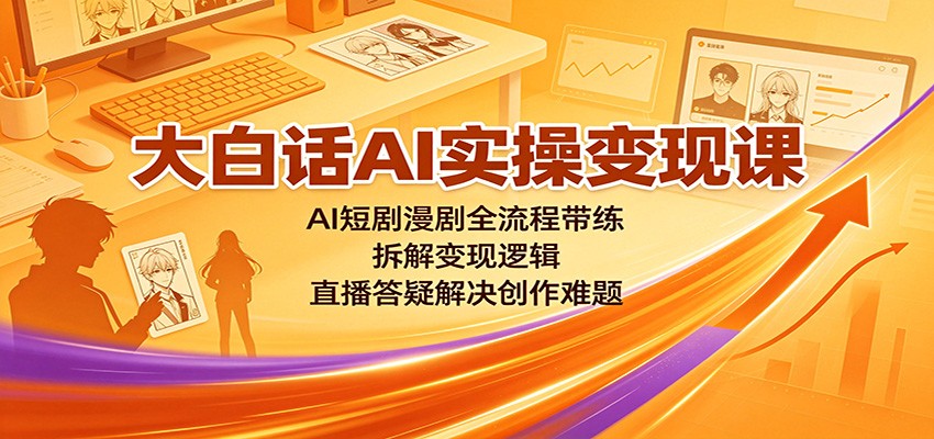 大白话AI实操变现课：AI短剧漫剧全流程带练，拆解变现逻辑，直播答疑解决创作难题-梦清研习社