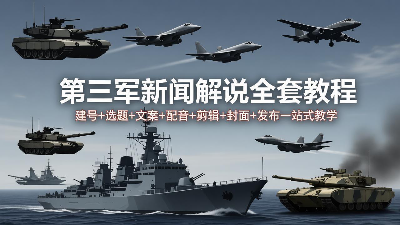 第三军迷新闻解说全套教程：建号+选题+文案+配音+剪辑+封面+发布一站式教学-梦清研习社