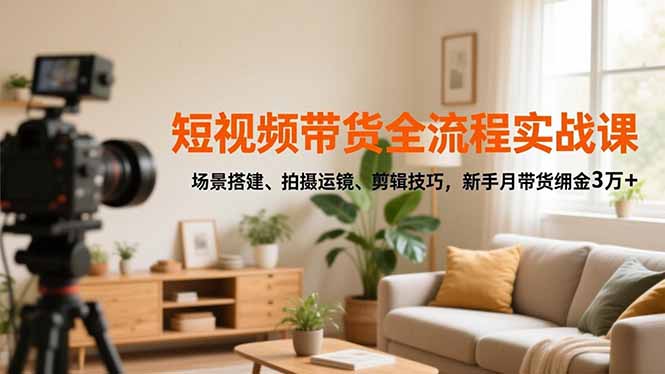 短视频带货全流程实战课，场景搭建、拍摄运镜、剪辑技巧，新手月带货佣金3万+-梦清研习社