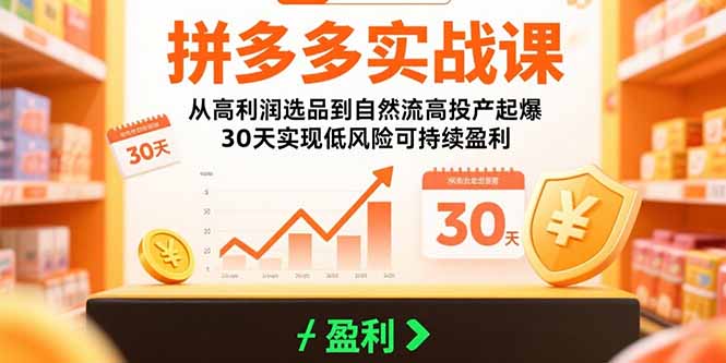拼多多实战课：从高利润选品到自然流高投产起爆 30天实现低风险可持续盈利-梦清研习社