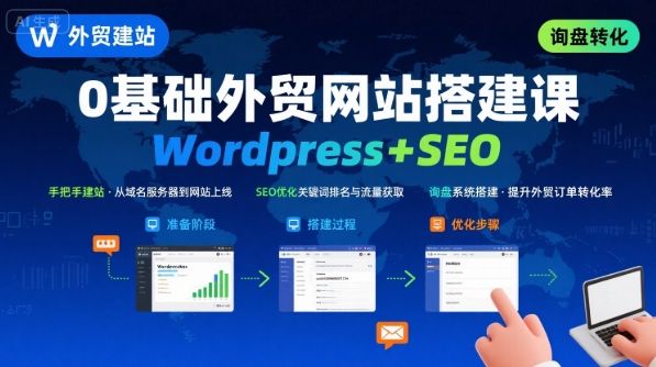 Wordpress外贸建站+SEO优化课程,手把手教你从0到1搭建可获得询盘的外贸网站-梦清研习社