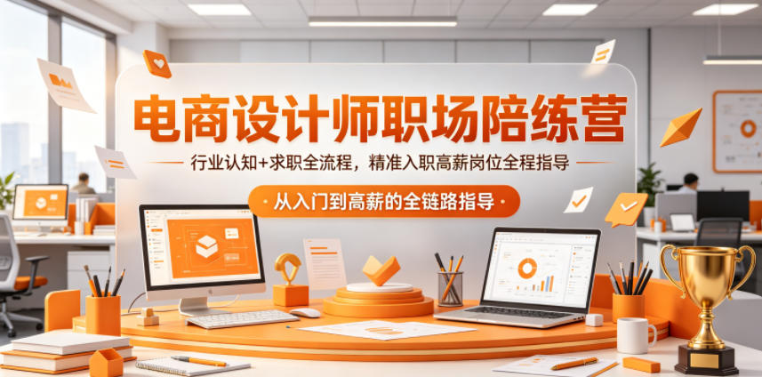 电商设计师职场陪练营，行业认知+求职全流程，精准入职高薪岗位全程指导-梦清研习社