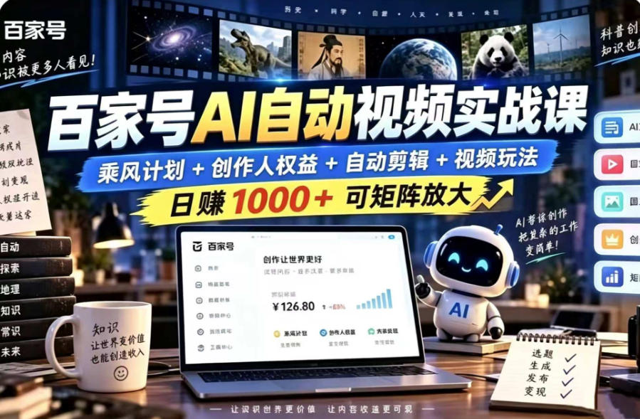 百家号自动矩阵玩法,长期可以做的项目,日入1k+,真正的睡后收入-梦清研习社