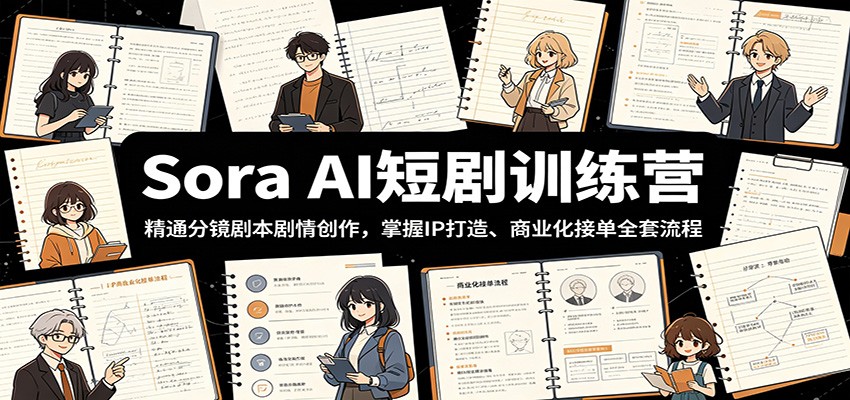 Sora AI短剧训练营：精通分镜剧本剧情创作，掌握IP打造、商业化接单全套流程-梦清研习社