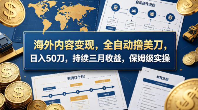 海外内容变现，全自动撸美刀，日入50刀，持续三月收益，保姆级实操【揭秘】-梦清研习社