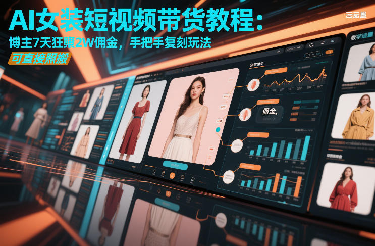 AI女装短视频带货教程:博主7天狂賺2W佣金,手把手复刻玩法,可直接照搬-梦清研习社