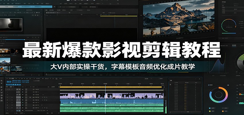 最新爆款影视剪辑教程：大V内部实操干货，字幕模板音频优化成片教学-梦清研习社