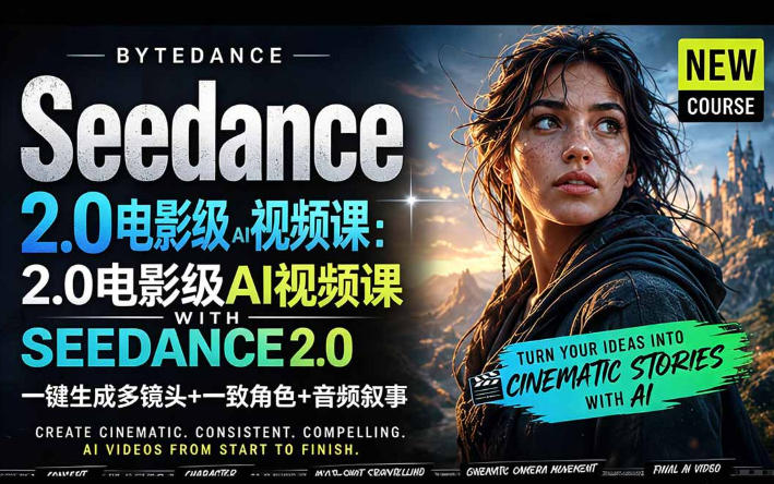 字节跳动的Seedance 2.0 AI电影视频生成制作教程，一键生成多镜头+一致角色+音频叙事-中英字幕-梦清研习社
